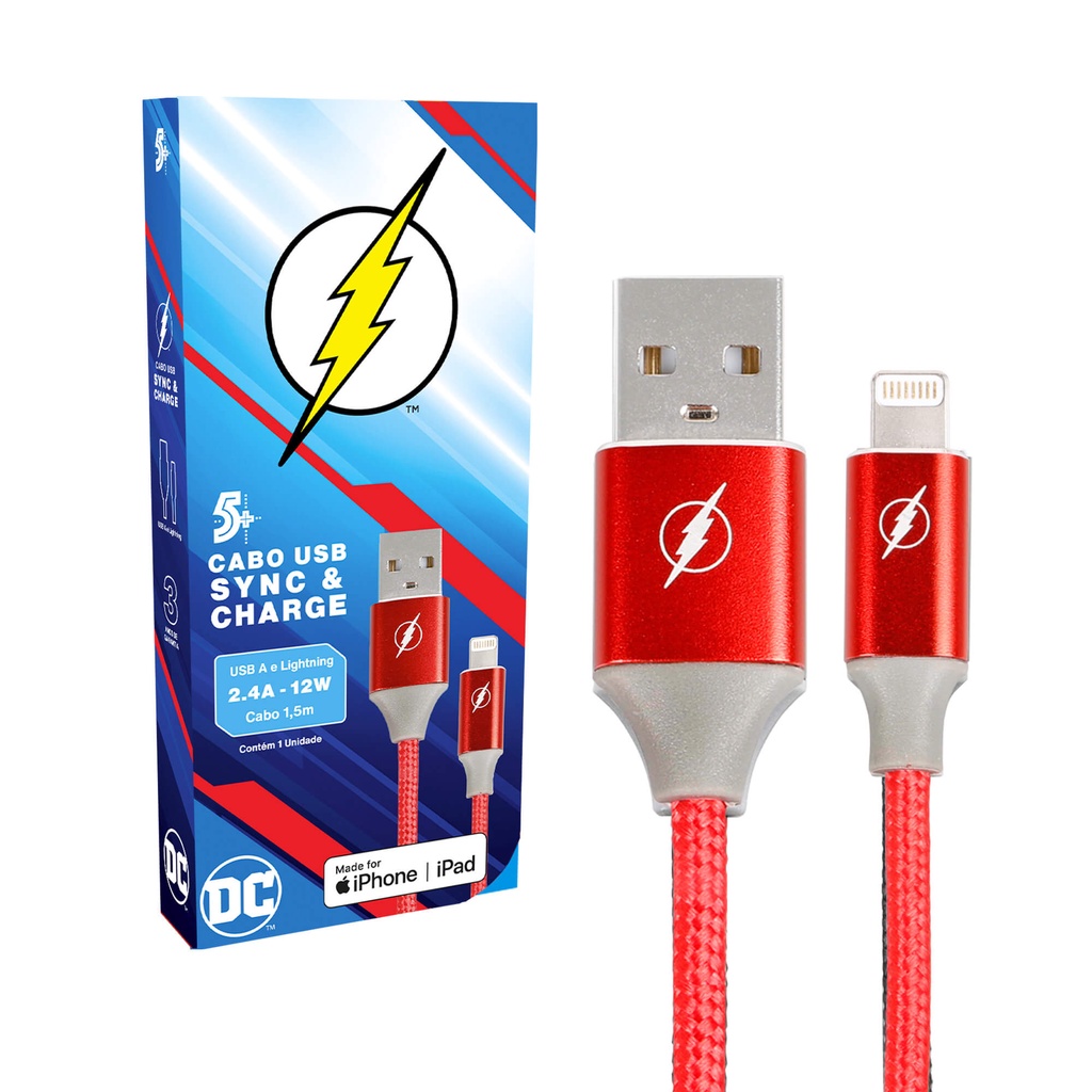 Cabo Carregador Rápido Turbo Usb-A para Lightning The Flash