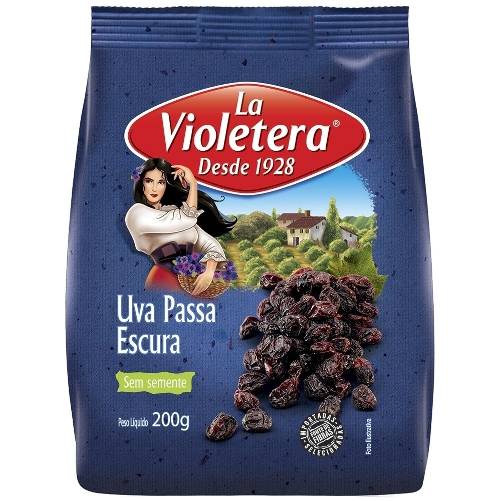 Uva Passa s/ Semente Preta 200g - 20 unidades - La Violetera - Food & Beverages