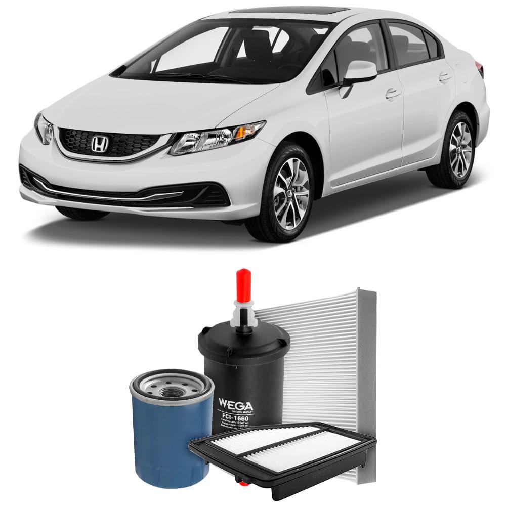 Detalhes do Kit Troca De Filtros Civic 1.8 2.0 16v Flex 2013 A 2016 Wega