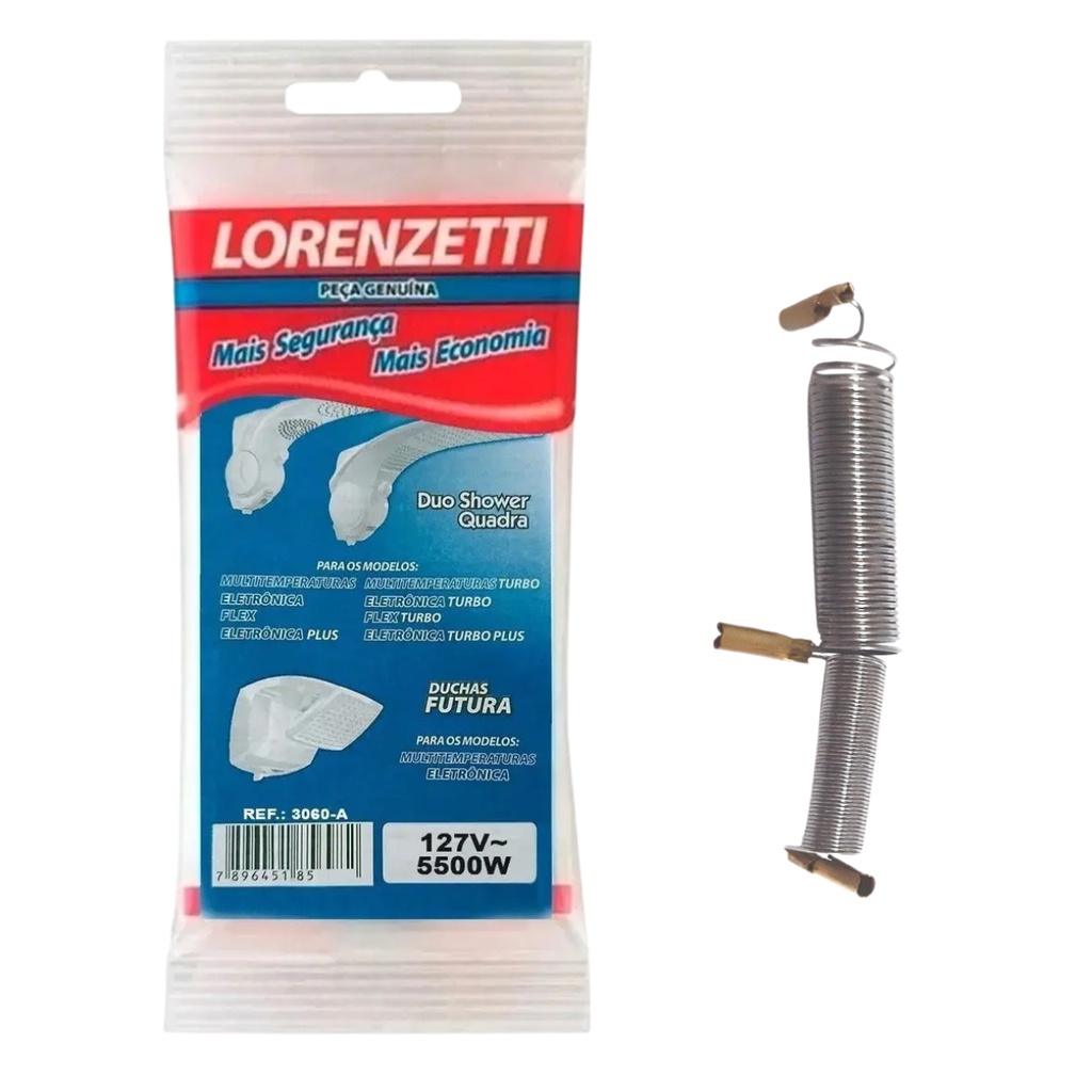 Resistência Lorenzetti - 127v/5500W p/ Ducha Duo Shower Eletrônica / Duo Shower Multitemperaturas / Duo Shower Quadra Turbo Eletrônica / Duo Shower Quadra Turbo Multitemperaturas / Futura Eletrônica e Futura Multitemperaturas