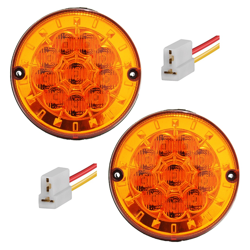 KIT 2 Lanterna Traseira Ônibus Caminhão 125mm 10 LED 24V AM +Conector