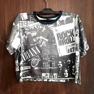 Blusa Cropped rock metal guns n roses iron nirvana metallica