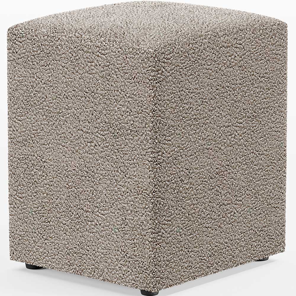 Puff Quadrado Decorativo Sala De Estar L02 Bouclê Bege - Lyam Decor - Home & Living
