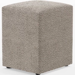 Puff Quadrado Decorativo Sala De Estar L02 Bouclê Bege - Lyam Decor