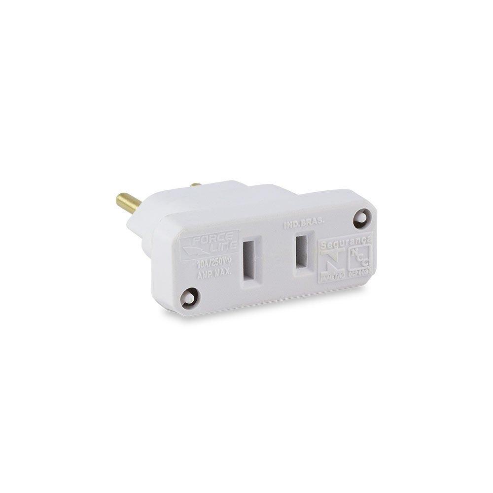 Pino Adaptador 10A Branco Bipolar Force Line em Oferta na Shopee