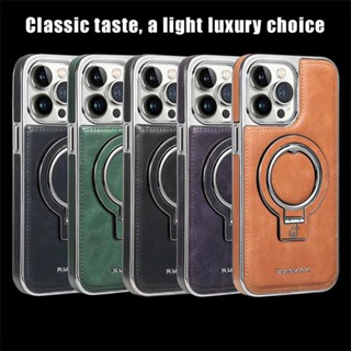 Luxo PU Galvanizado Couro Metal Dobrável Suporte Invisível Magnético Para iPhone 15 14 13 12 11 Pro Max Business Carregamento Sem Fio Tampa Traseira À Prova De Choque