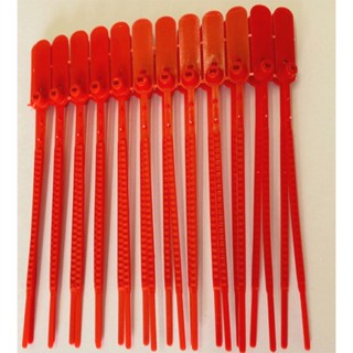 Lacre para malote dupla trava 16cm vermelho com 100 unidades Rigoran