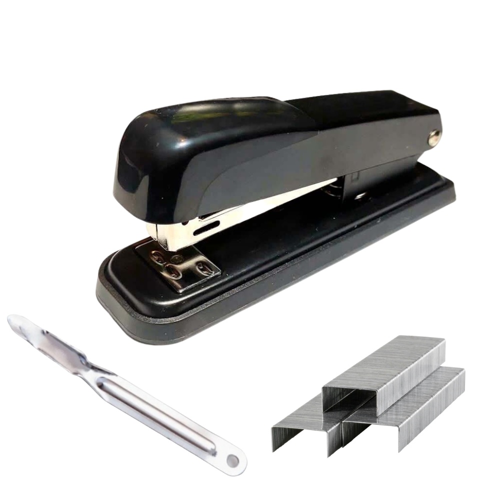 Kit grampeador 13cm + grampo 26/6 + extrator escritorio home office