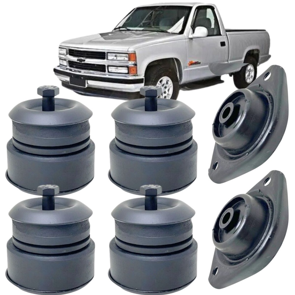KIT COMPLETO CALÇO COXIM CABINE SIMPLES + QUADRO RADIADOR GM SILVERADO GMC 3500 HD 1997 A 2003 (C/ FERRAGEM E PARAFUSOS)