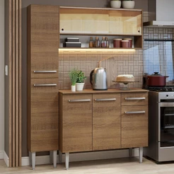 Armário de Cozinha Compacta 137cm Rustic Emilly Madesa 09
