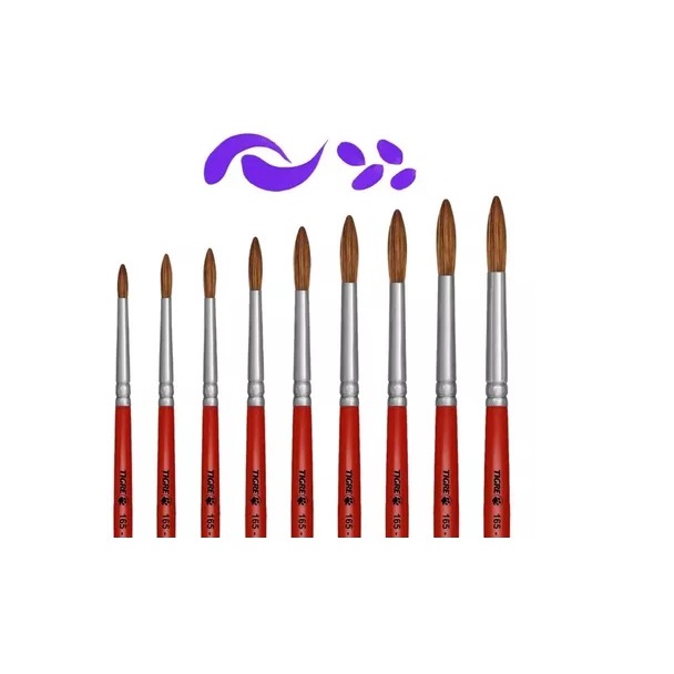 Kit 3 Pincel Redondo Tigre  165 Pelo de Boi (6,8,10)