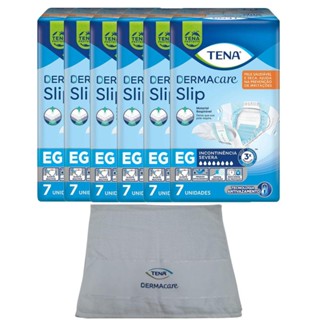 Kit 6 Fraldas Geriátricas Tena Dermacare Slip Ultra EG com 7un + Toalha Dermcare Tena