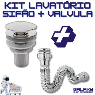 Kit Sifão Universal Extensivo Cromado + Válvula Click-Up Lavatório Cuba