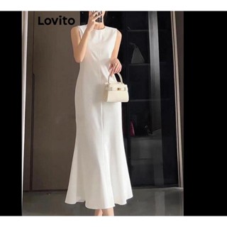 Lovito Vestido Básico Liso Elegante Para Mulheres LNE40034