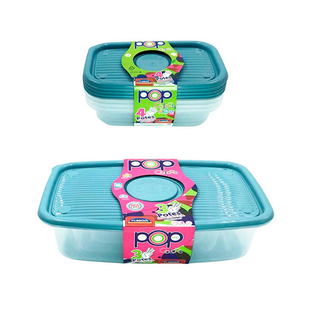 Kit 7 pote com tampa alimentos mantimentos comida fitness vasilha marmita frutas geladeira freezer microondas congelador cozinha tapauer tapoer tapuer