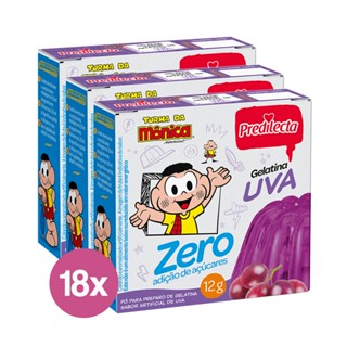 Gelatina Em Pó Uva Zero Açúcar Turma Da Mônica Predilecta 12g Pack C/18Un