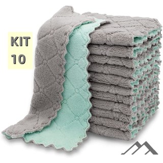 Kit 10 Pano De Prato Forte Absorção De Água Microfibras Casa Pano De Limpeza Promoção