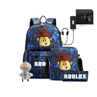 2023 Roblox USB Carregamento Mochila e Lápis Case Set Unisex Schoolbag