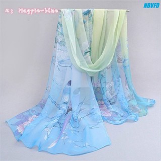 Poliéster Impressão Padrão De Outono Cachecóis De Seda Mulher Chiffon Scarf
