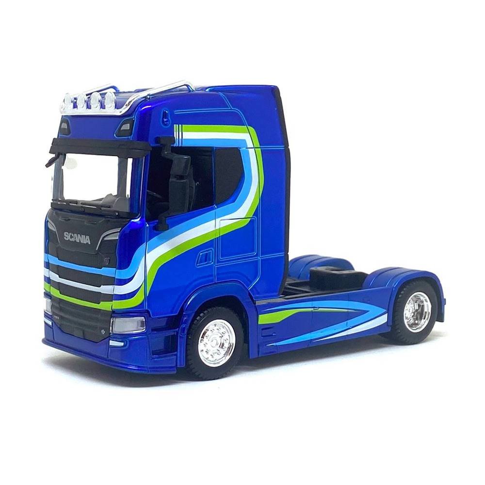 Miniatura Caminhão Cavalo Scania S730 Highline - Street Fire - Azul - 1:43 - Burago