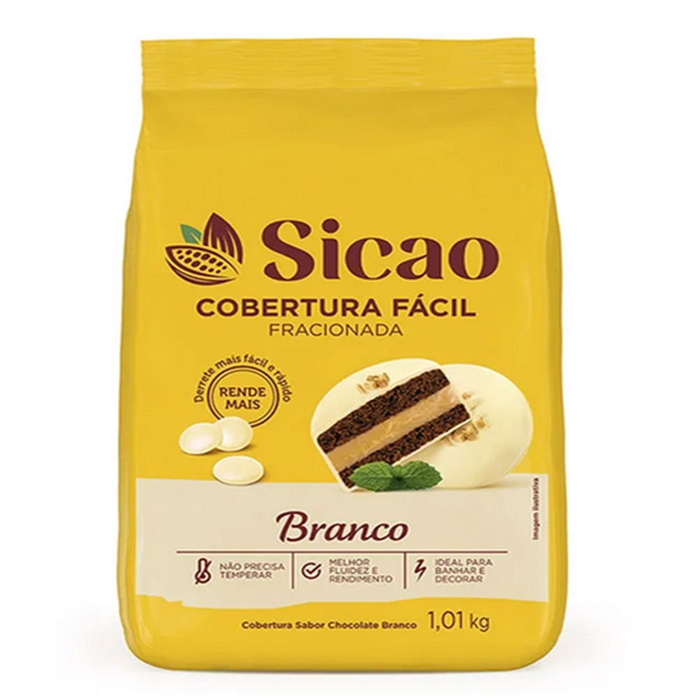 Cobertura Fácil Fracionada Branco 1,01kg Gotas - Sicao em Oferta na Shopee
