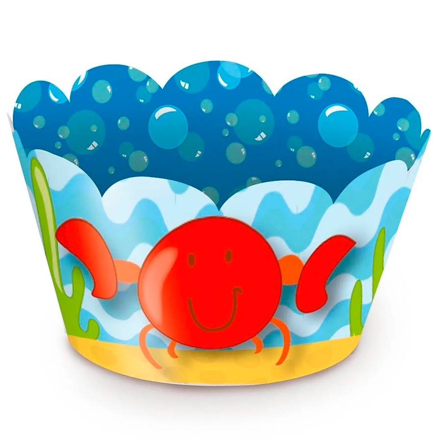 Wrap para CupCake - Fundo do Mar - 12 unidades - Cromus - Rizzo - Home & Living