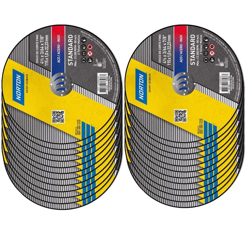 Disco de Corte 4 x 1/2POL x 1MM Standard 24 Unidades NORTON em Oferta na Shopee