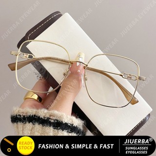 (JIUERBA) Moldura Quadrada Dourada Com Design De Modelo De Óculos De Moda Coreana Simples Anti-Azul em Oferta na Shopee