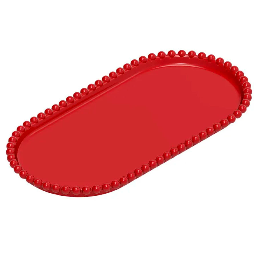 Bandeja Esfera Acrílica Durável Oval - Vermelho- 25x13cm - 1 unidade - Rizzo - Rizzo - Home & Living