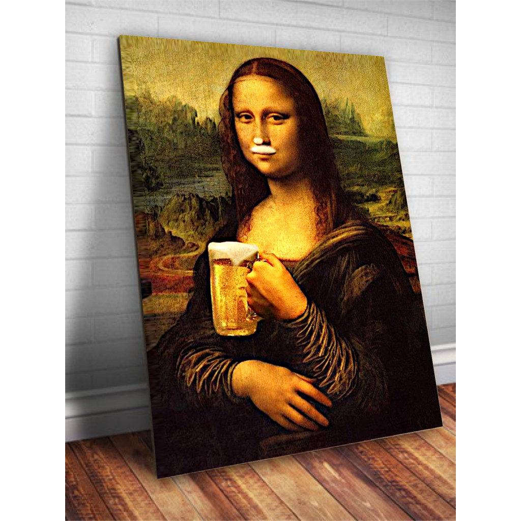 Quadro Placa Decorativa Monalisa Tomando Chopp