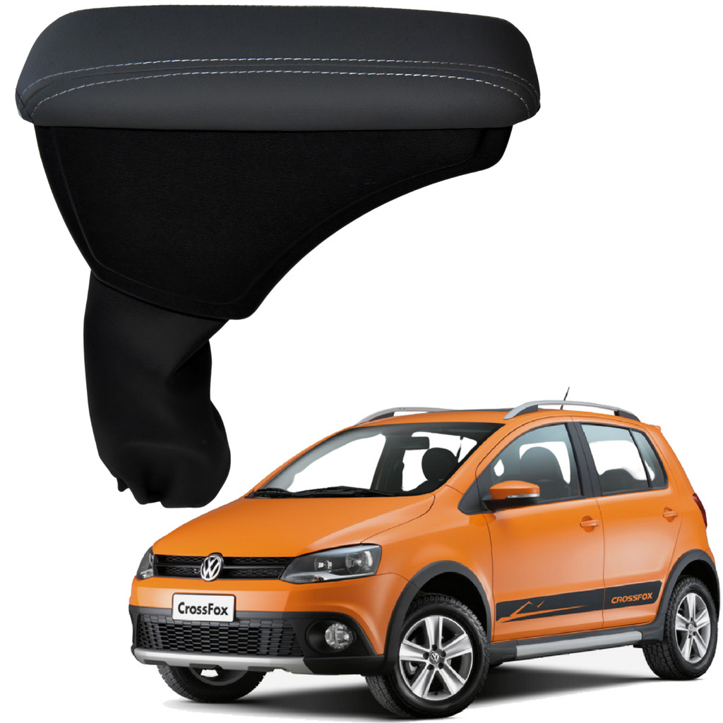 Apoio de Braço Encosto Suporte Descanço Porta Trecos Objetos Console Central Automotivo Volkswagen Crossfox 2015 Grafite