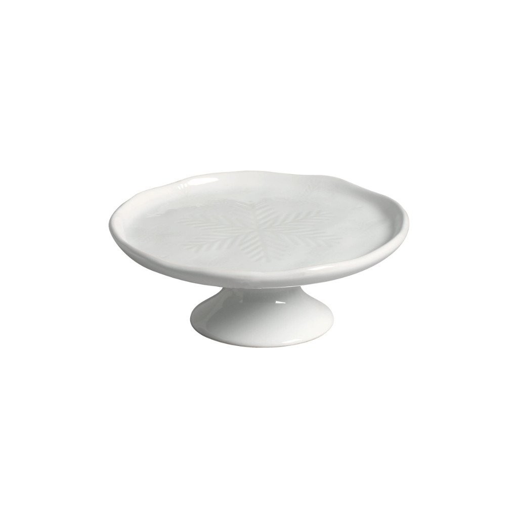 Porta Petit Four Snow Flake 20,7cm Natal Cerâmica Scalla