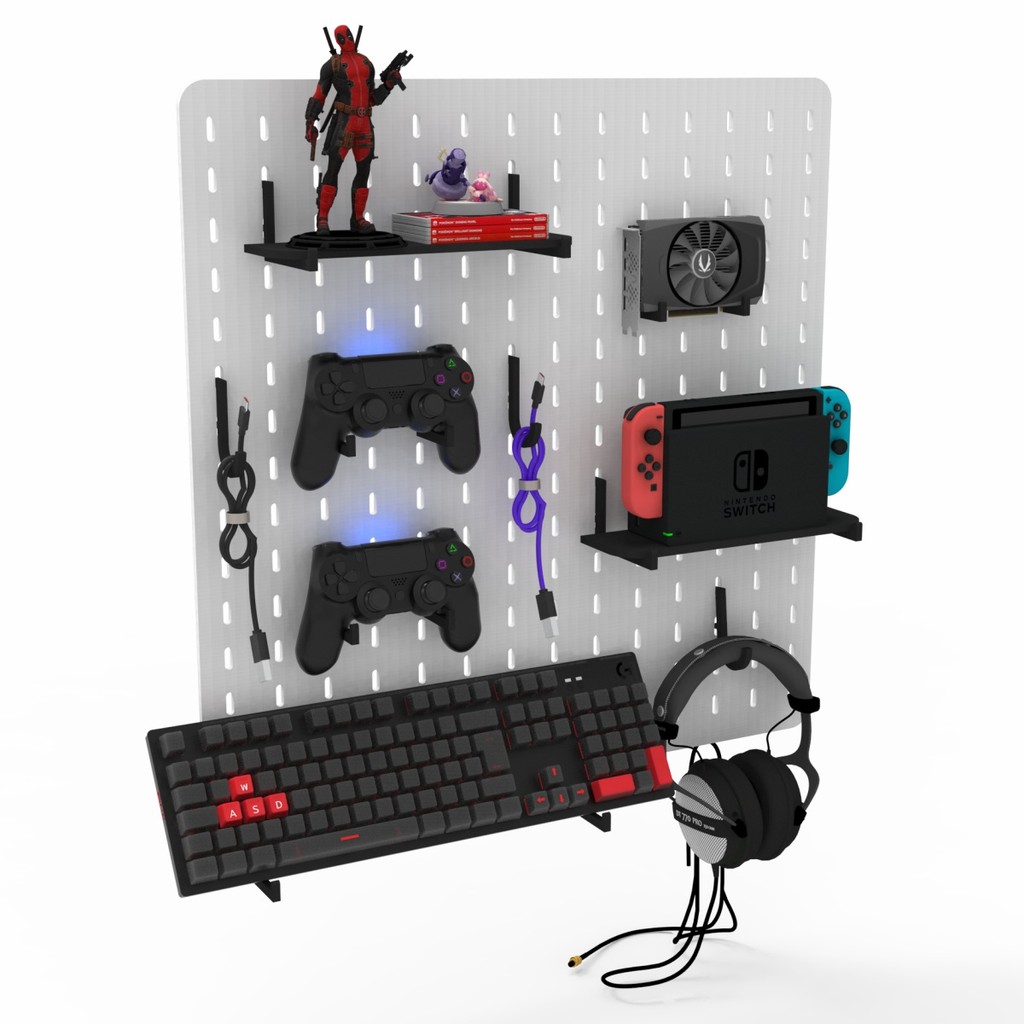Pegboard MDF 59x59 Organizador Setup Gamer Home Office Branco em Oferta na Shopee