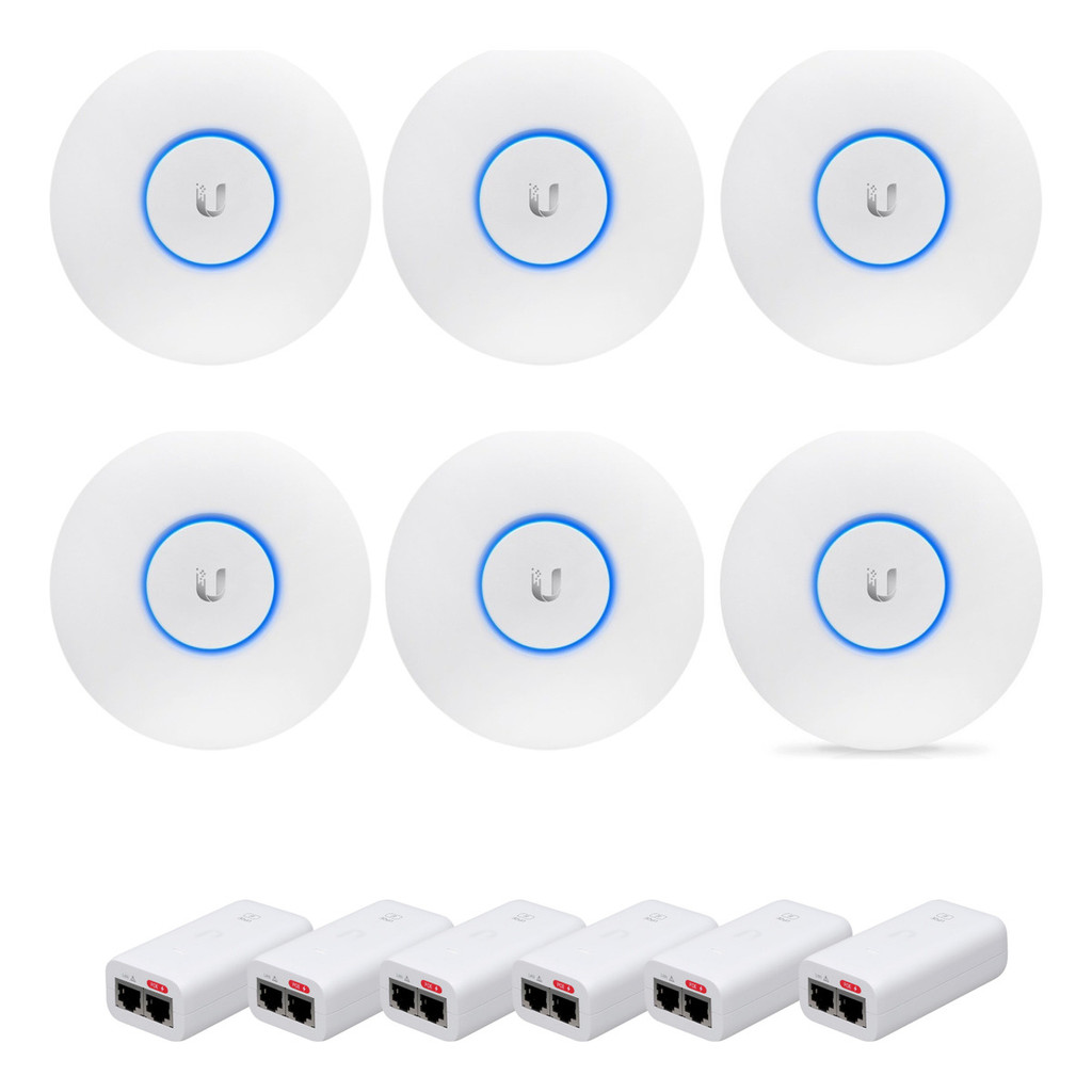 Kit C\ 6uni Access Point Ubiquiti Unifi U6+ Plus + Fonte Poe