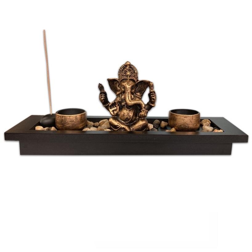Imagem Porta Vela Ganesha Jardim Zen 35cm