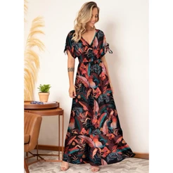 Vestido Longo Com Amarrações Preto Quintess