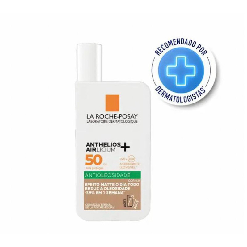 Protetor Solar Facial La Roche-Posay Anthelios Airlicium Fluido Antioleosidade Com Cor 4.0 FPS 50 40ml