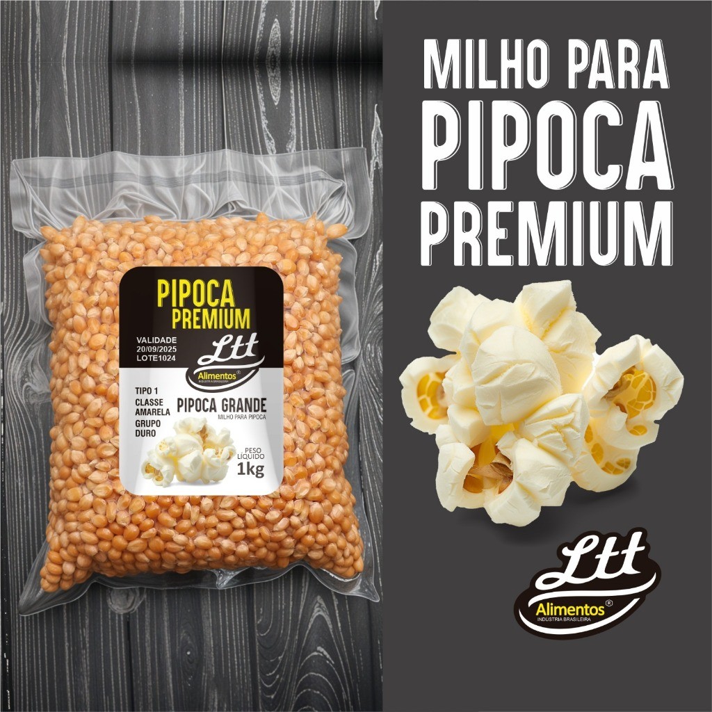 Milho de Pipoca Premium 1kg Tipo de Cinema em Oferta na Shopee