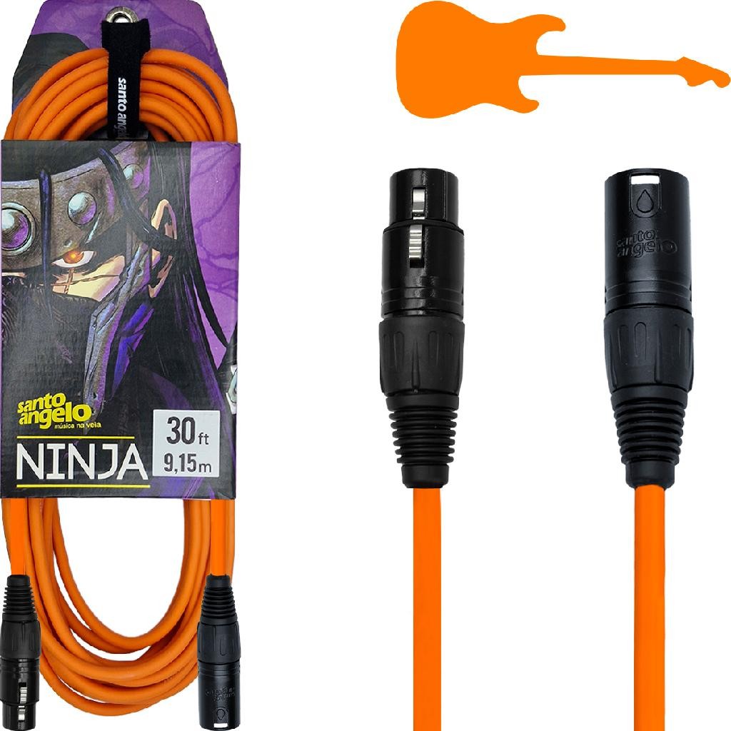 Cabo para Microfone 9,15 m 30 ft Laranja DAgostino by Santo Angelo Ninja XLR Femea x XLR Macho