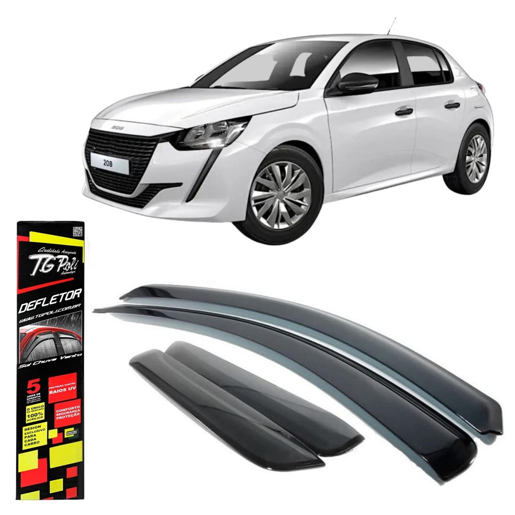 Calha de Chuva Acrílica Defletora Slim Peugeot 208 2º Geração 2021/2023 TG Poli-20.011