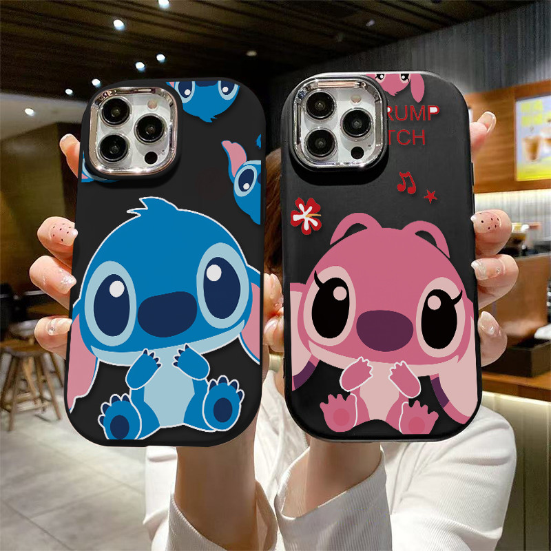 Capinha Capa silicone Anti-impacto Fosco Casal Stitch para Moto E22 40 NRO G84 G22 G24 G60 G52 G53 G54 G42 E7 case
