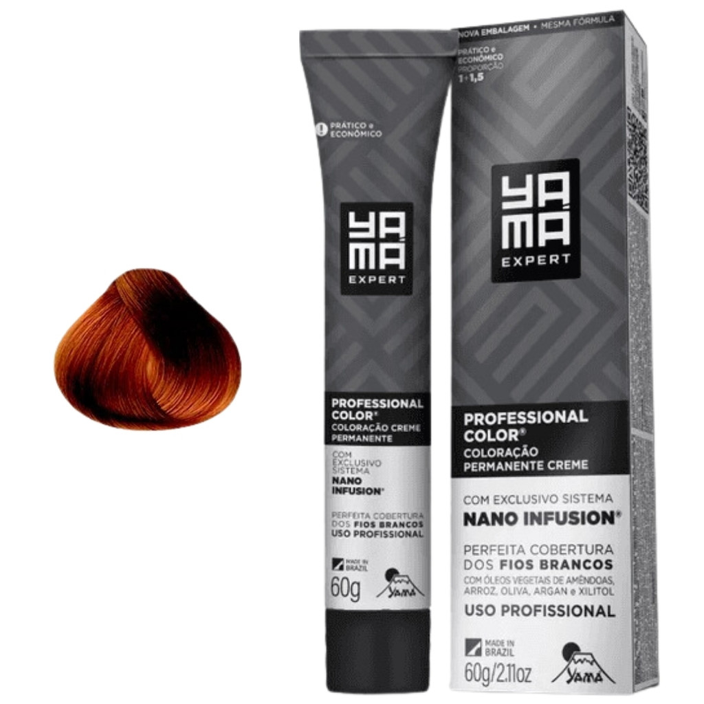 Coloração Yama Profissional Color Nano Infusion Tintura Tinta Cabelo 7.4 Louro Médio Acobreado 60g