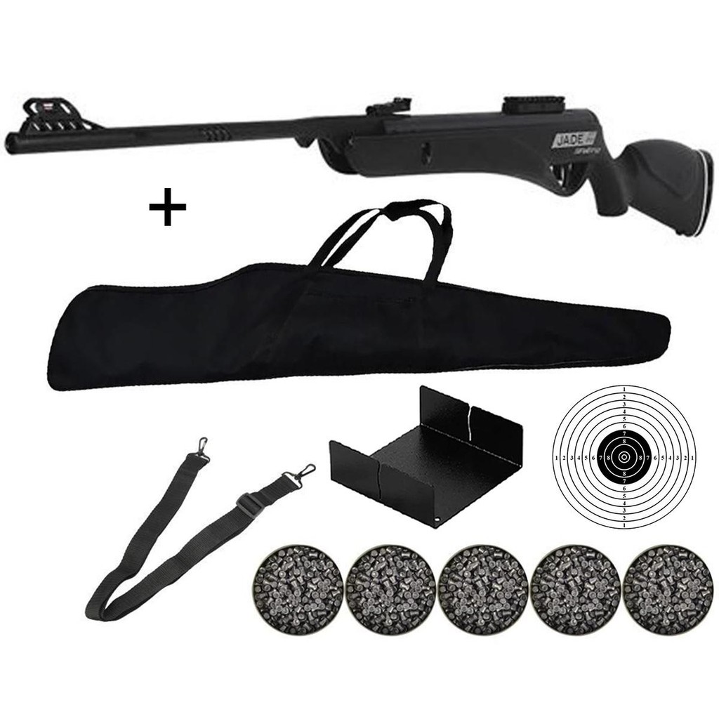 Carabina de Pressão Jade Pro Nitro Preta 4.5mm - CBC + 5 Chumbo + Capa + Bandoleira + Alvo + Porta Alvo em Oferta na Shopee