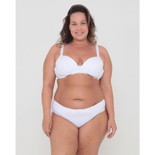 Calcinha Plus Size Alta Detalhe Renda Branca