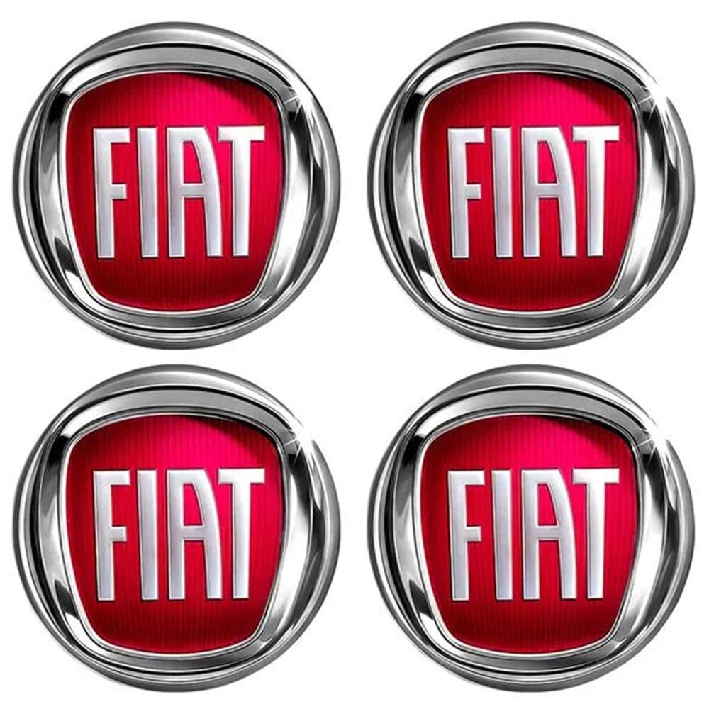 Jogo Emblema Calota Cromado Vermelho 48mm Fiat 2006