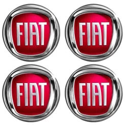 Jogo Emblema Calota Cromado Vermelho 48mm Fiat 2006