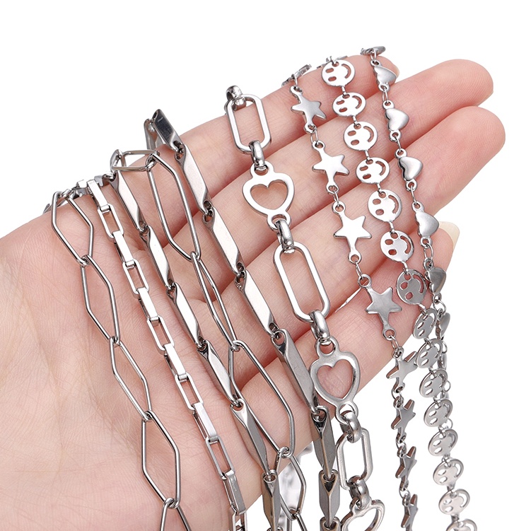 St. kunkka 1m 304 Corrente de Aço Inoxidável Colar de Aço Inoxidável Colar de Aço Inoxidável em Forma de Coração Cauda de Peixe Cinco Pontas Estrela Sorridente Face de Aço Inoxidável Não Desbotada Pode ser Usado para Jóias de Bricolage Colar de Corrente d em Oferta na Shopee