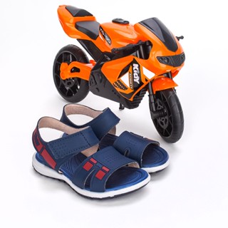 Sandália Infantil Menino Papete Confortável Criança Kidy Toys Marinho Com Brinquedo