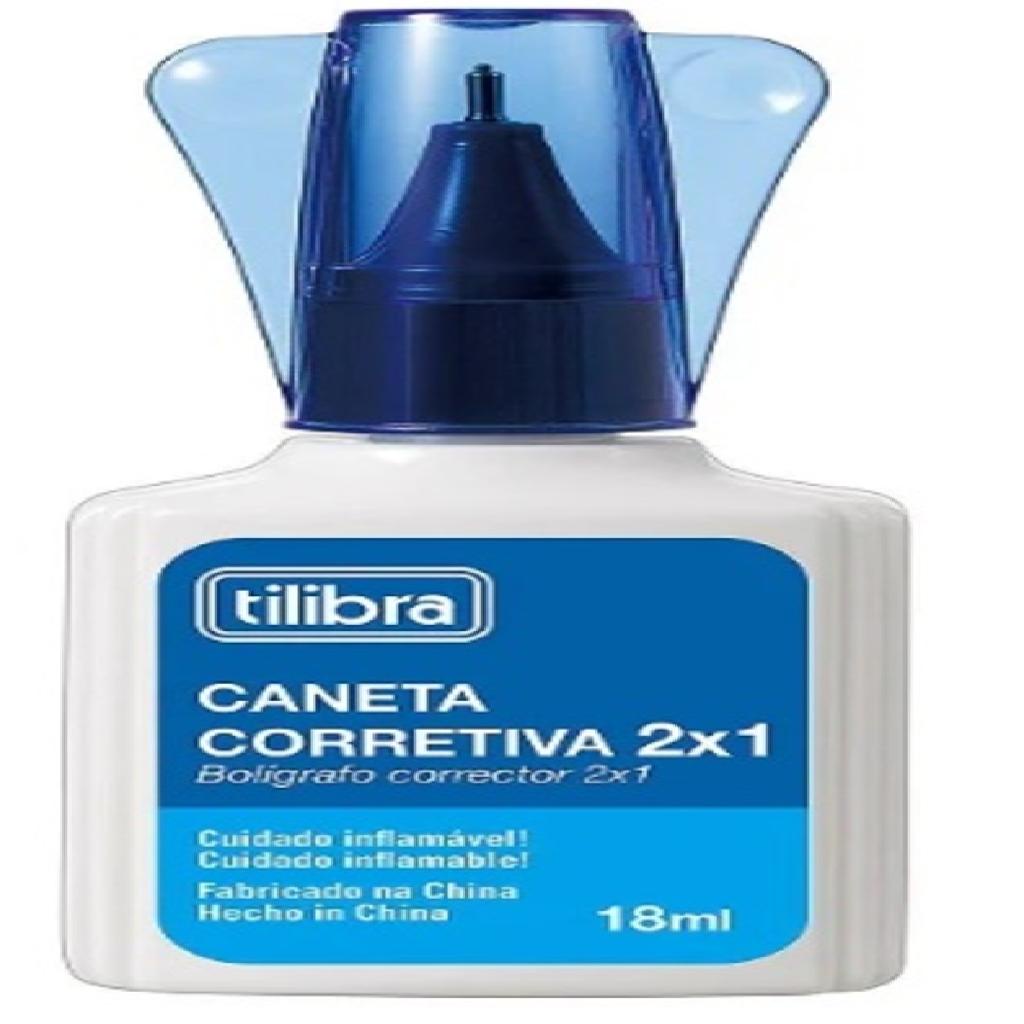 Caneta Corretiva 2x1 Tilibra 18ml Ponta Precisa + Aplicador Metálico Secagem Rápida