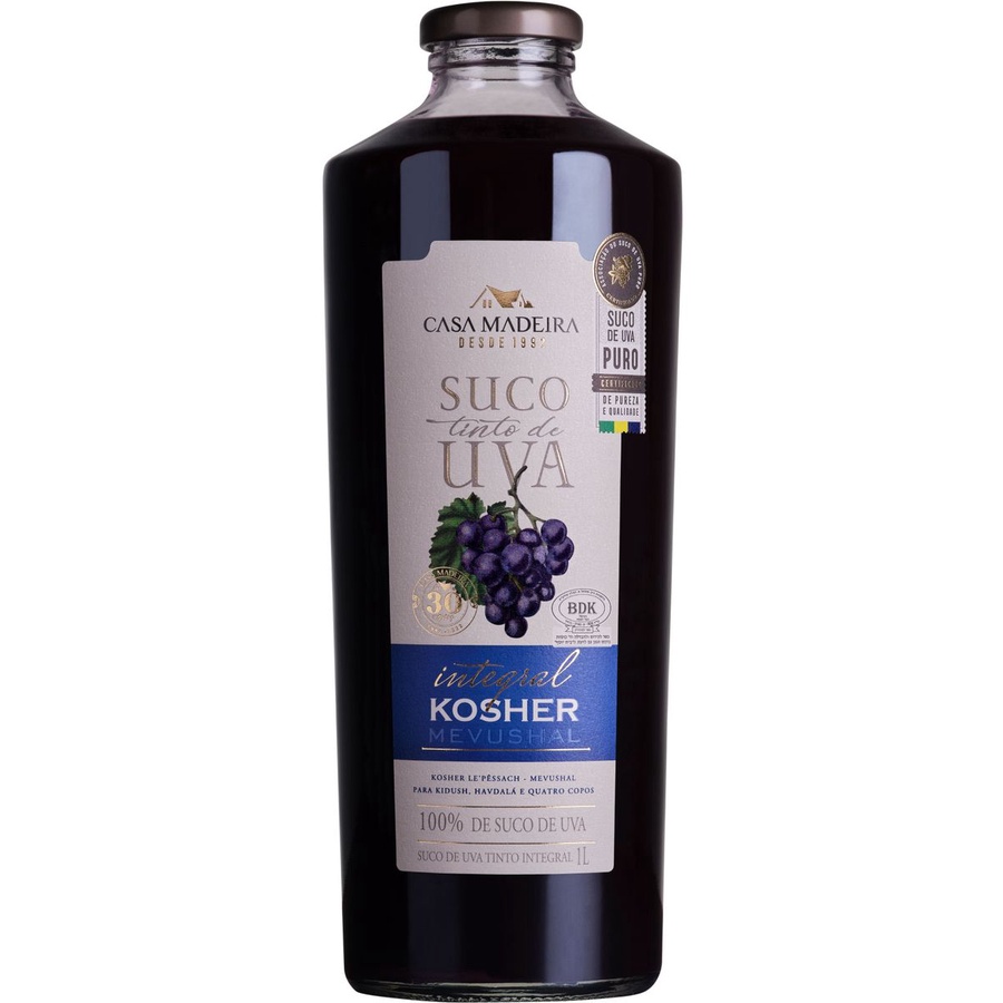 SUCO DE UVA CASA MADEIRA KOSHER MEVUSHAL TINTO 1 LITRO
